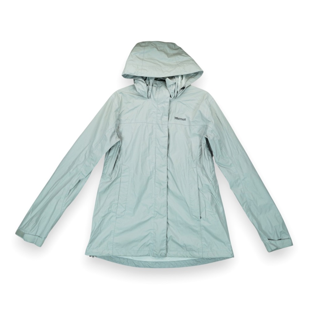 Marmot PreCip Eco Rain Jacket Womens Medium Hooded Waterproof Lightweight Gray